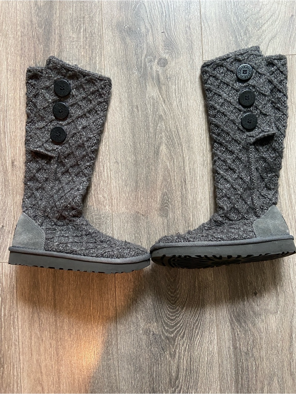 UGG Women’s Knit Button Boots Gray – Size 5 – Style 1016557